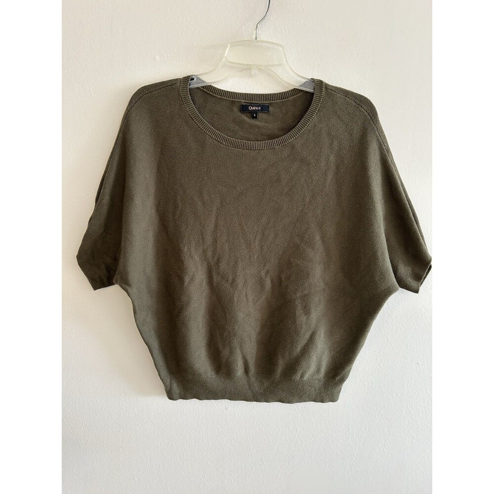 Quince Cashmere Blend Dolman Short Sleeve Sweater Olive Green Size S